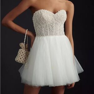 Wtoo by Watters Maeve Strapless pearl Embellished Corset Mini Dress bhldn 8